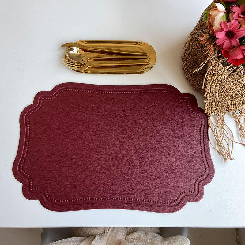 Nordic Inspired Irregular Table Mat Unique Imitation Leather Tableware Pad for Dining Areas A2