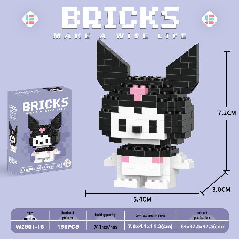 Cartoon Figurine Building Blocks: Kuromi, Cinnamoroll & Melody Rabbit - Educational Toy Blind Box for Kids