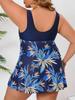 Plus Size Floral Tankini Swimsuit with Tummy Control Slimming Skirt - Hot Selling