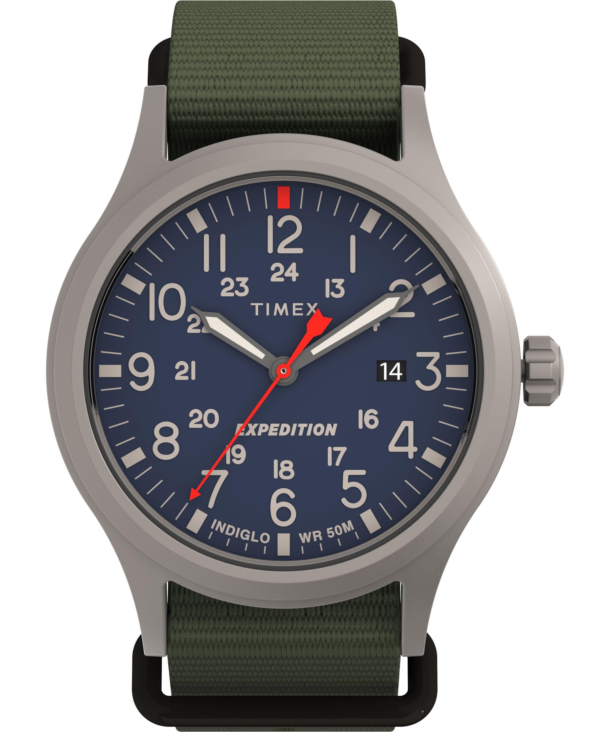 

Timex Expedition Scout 40mm Men s Analog Watch INDIGLO Backlight Luminous Hands 50m Water Resistant Green 24-Hour Rugged Outdoor Classic
