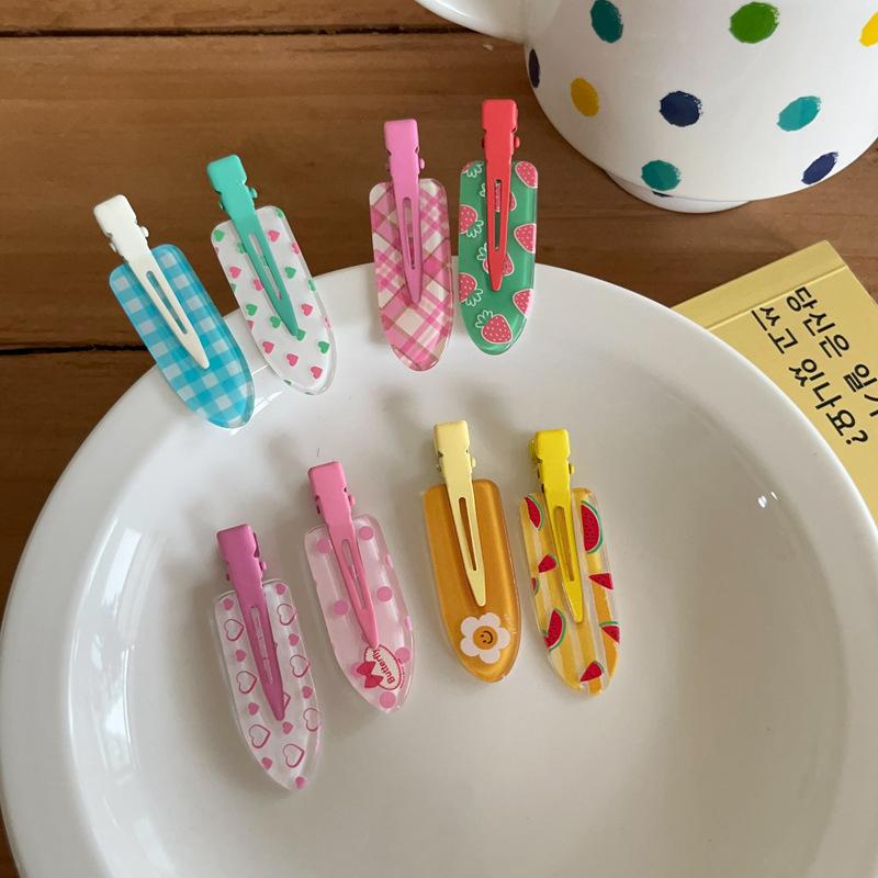 2Pcs/Pack Candy Color Hair Bang Clip Summer Hairpin No Crease Acrylic Barrette Hair Side Clamp For Girl Hair Accessories