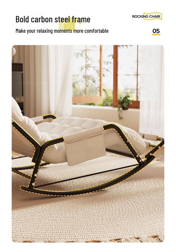 Double Rocking Sofa Chair: Comfortable Lazy Chair for Office, Bedroom, Balcony, Living Room - Perfect for Midday Naps and Leisure.