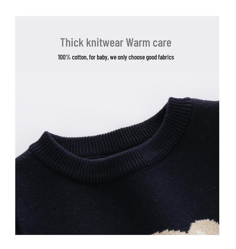 Nordic Little Bear Knitted Romper & Wool Harem Pants for Baby Boys - Autumn/Winter Wear