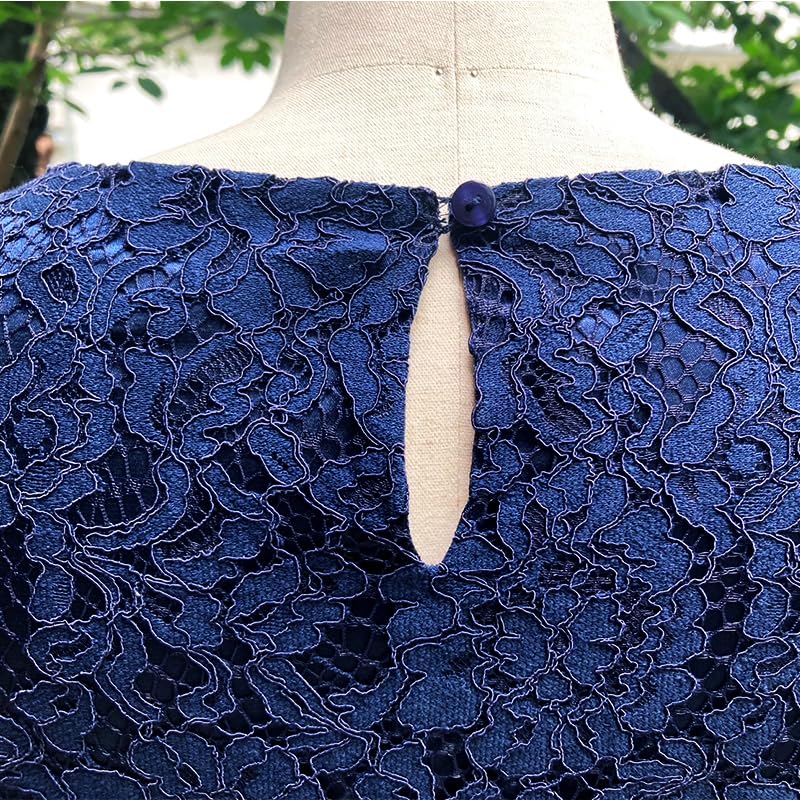 Woman Plus Navy Tuck Ribbon Lace Dress Women's &