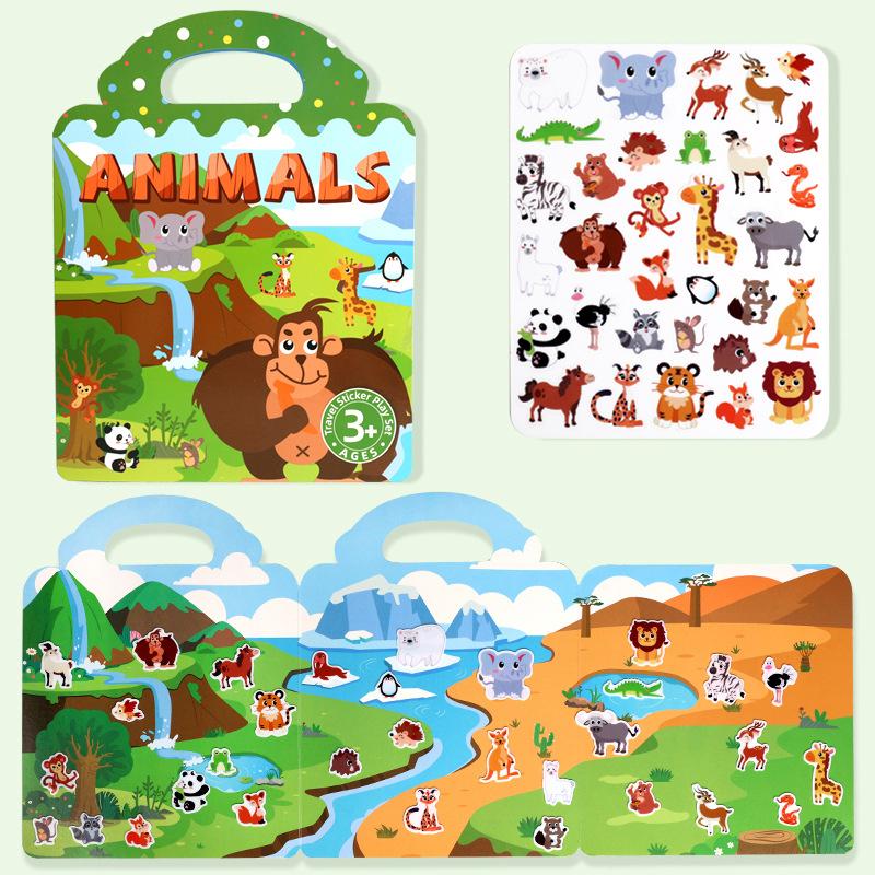 

1 Книга Желейные наклейки Книга Тихая книга Сделай сам Развлечение для детей Наклейки для сцены Многократно наклеиваемая Книга-пазл с наклейками