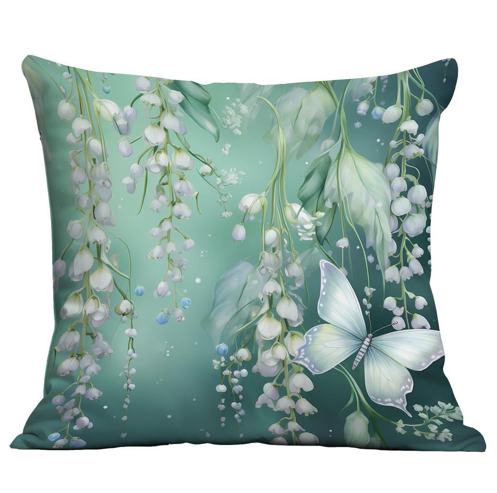 Ny Vår Fjäril Liljekonvalj Liten Fräsch Tryckt Örngott Kort Plysch Örngott Vardagsrum Soffa Kuddöverdrag