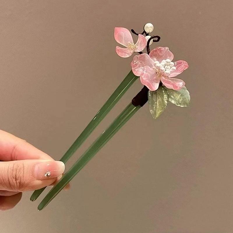 Fashion U-Shaped Hairpin Acrylic Flower Hair Stick Chopsticks Chinese Hair Clips Wedding Headdress Jewelry Hair Accessories