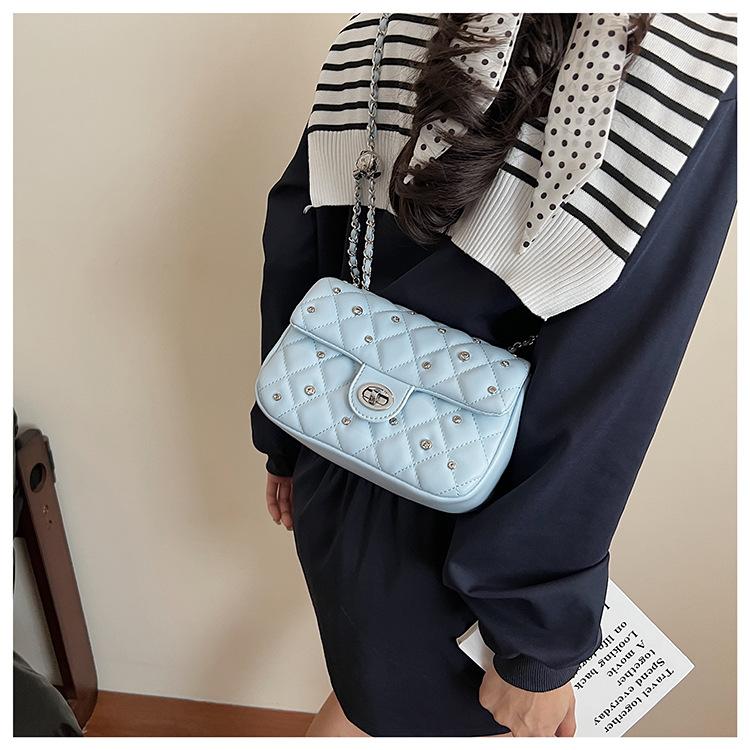 New Fashionable Versatile Chain Small Square Bag Summer Rhombus Shoulder Messenger Bag Women