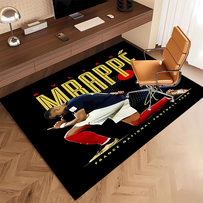 1pc Kylian Mbappé Print Area Rug - Soft, Washable Non-Slip Indoor Mat, Living Room, Home Office Decorative Rug,Office Decorative