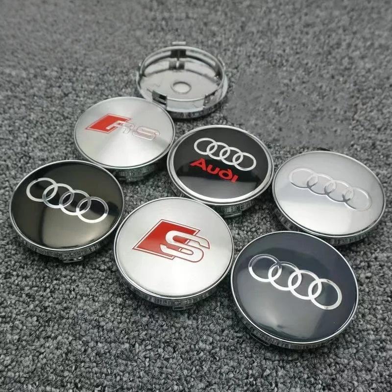 4PCS 60mm Gloss Black ABS Hub Logos Compatible With Audi A1/A2/A3/A4/A5/A6/A7/A8, Q2/Q3/Q5/Q7 Models Wheel Center Cap Covers