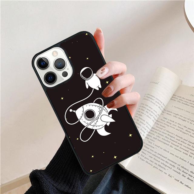Starry Space Moon Astronaut Aesthetic Phone Case Cover for iPhone 17 Air 16 15 14 13 11 12 Pro Max Plus Coque