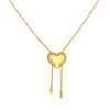 Qiong Yao 18K Gold Plated Heart Snake Chain Necklace with Stainless Steel Tassel