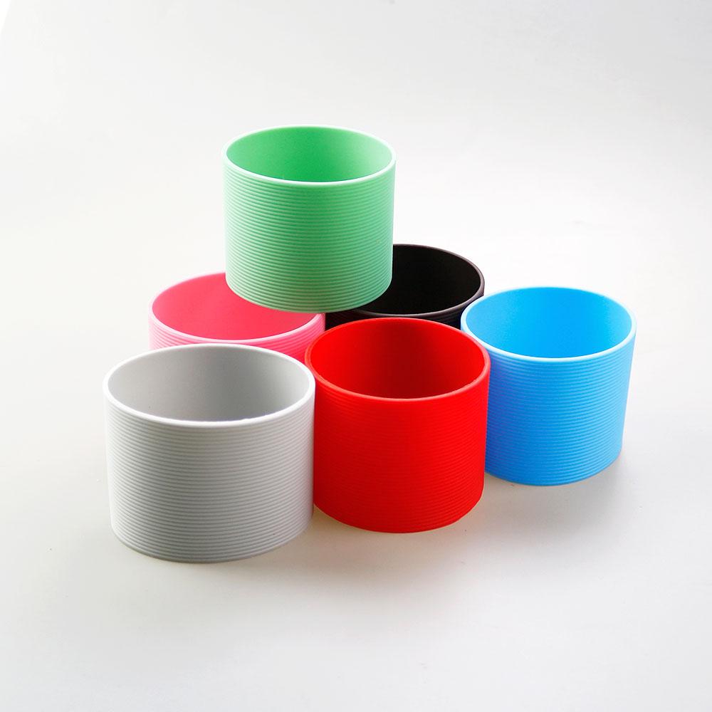 16 Colors 8.5CM Silicone Cup Cover Stripes Non-slip Heat For Glass Cup Sleeve 85MM Insulated Water Bottle Cup Sleeve