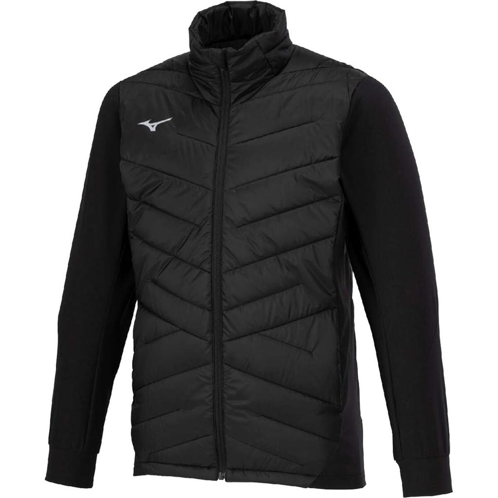 Mizuno Techfill Breath Thermo Training Black Jacket, Water-Repellent, Moisture-Wicking, Heat-Retaining, Washable, Windproof, 32MEB535,