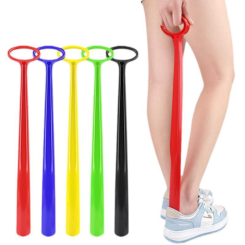 Extended Plastic Shoehorn with Large Hanging Hole - Convenient Assistance for Pregnant Women and Elderly, No Need to Bend Over
