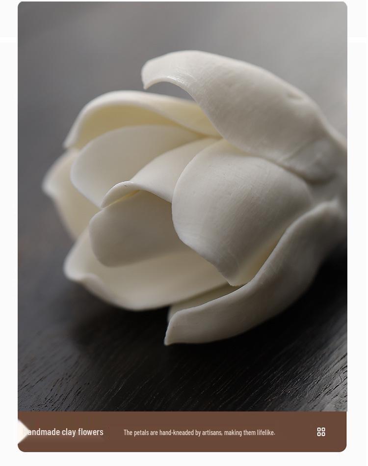 Handmade Ceramic Magnolia Incense Holder – Color-Changing Table Decoration for Tea Ceremony