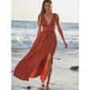 Export USA @ STR Sexy Beach Style V-neck Pleat Split Sexy Backless Dress Dress Dress Long Dress
