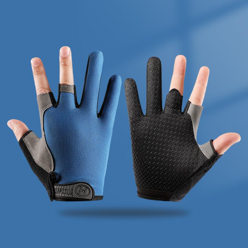 Summer Thin Non-Slip Anti-Stab Fishing Gloves with Exposed Two Fingers for Lure, Casting, Baiting, and Sea Fishing