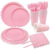 Food Grade Tableware Set Vintage Floral Scalloped Edge Eco-Friendly Floral Paper Plates  Wedding