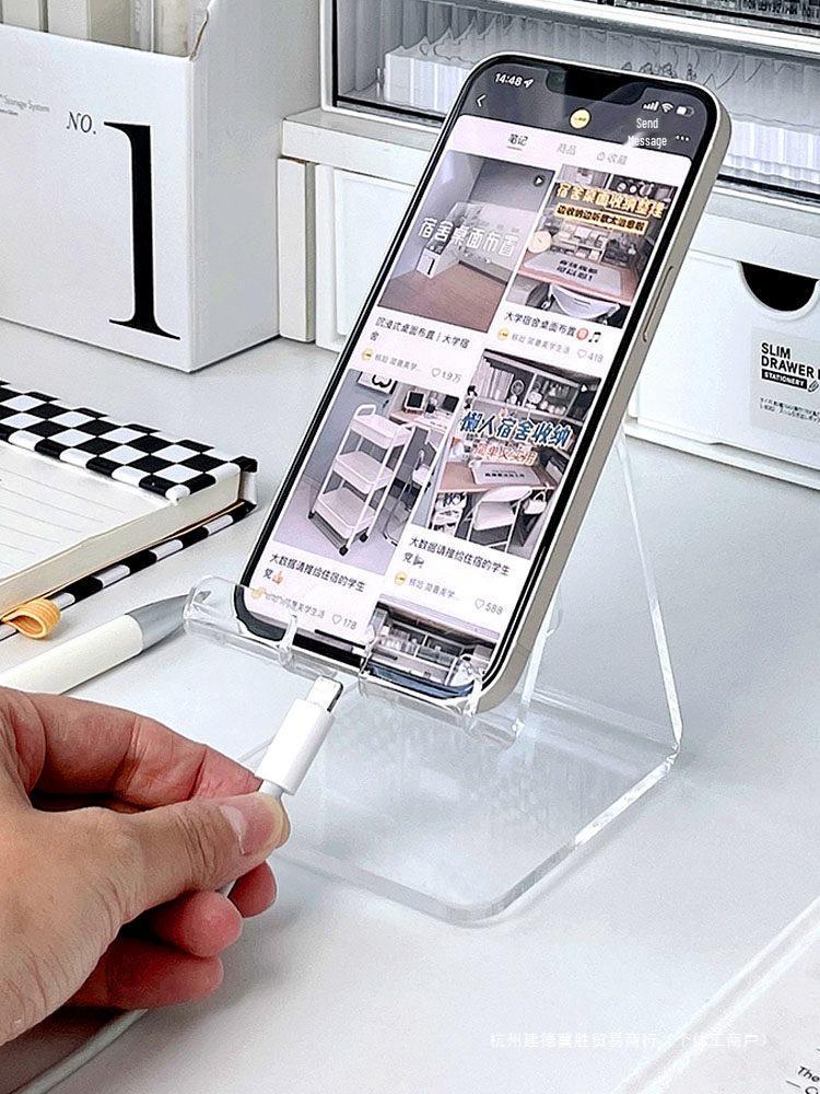 Acrylic Transparent Phone & Tablet Stand: Minimalist Student Dormitory & Office Desktop Holder.