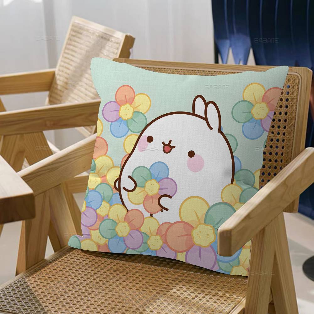 Anime Cute M-Molang Maple Design Cushion Cover Happy Autumn Harvest decor Holiday Decorati Pillow Cover