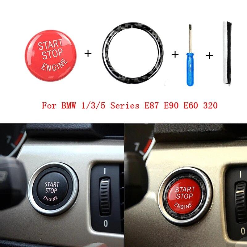 Auto Motor Start Stop Tlačítko Ozdobný kroužek Auta Styl příslušenství pro BMW řady 1/3/5 E87 E90 E60 320