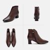 Johnature High Heel Pointed Toe Women Boots Vintage Genuine Leather Versatile Temperament Lady Shoes
