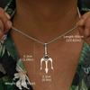 Vnox Men's Rock Punk Trident Pendant Necklace, Stainless Steel 60cm Length Box Chain, Hip Hop Metal Jewelry Accessory