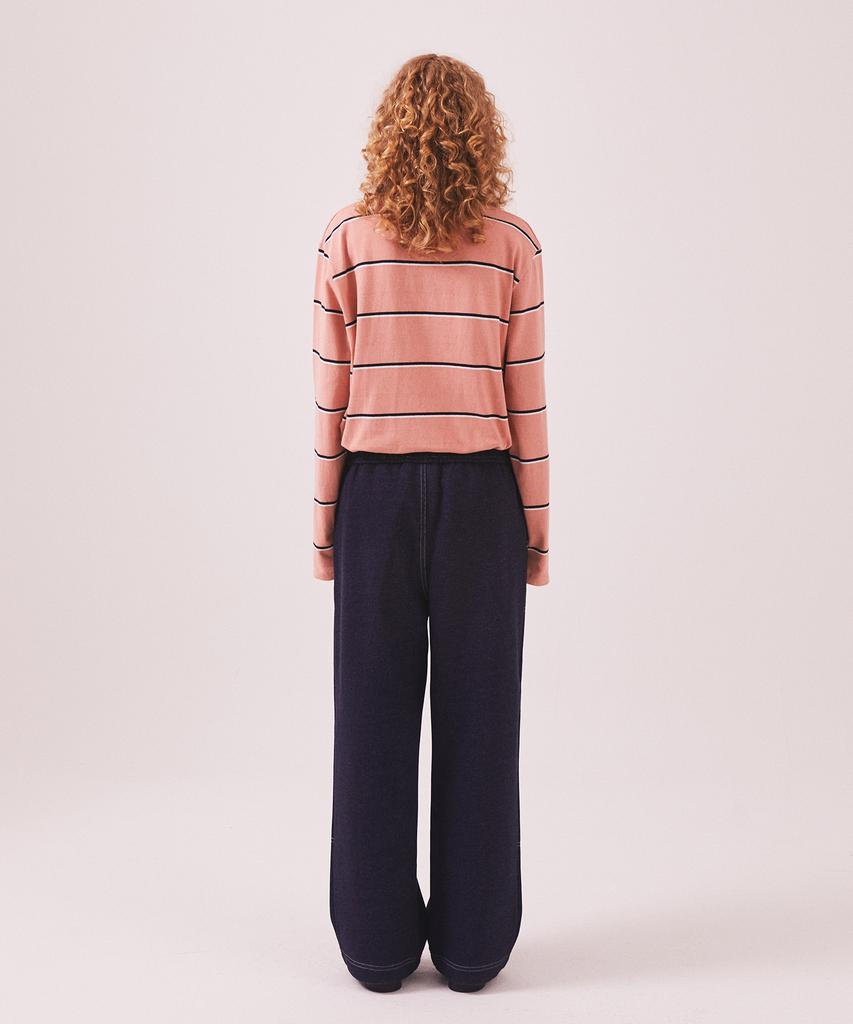 Minasu Mns Striped Cotton Collar T Shirt_Pink