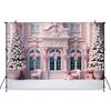 Mocsicka Christmas Backdrop Photography House Pink Bow Xmas Tree Snow Decorations Family Party Child Photo Backgrounds Wallpaper167
