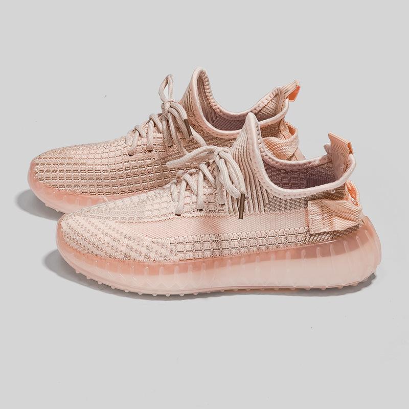 Popcorn versatile fly-woven sneakers men's breathable soft-soled running shoes 2025 spring and summer couple coconut shoes