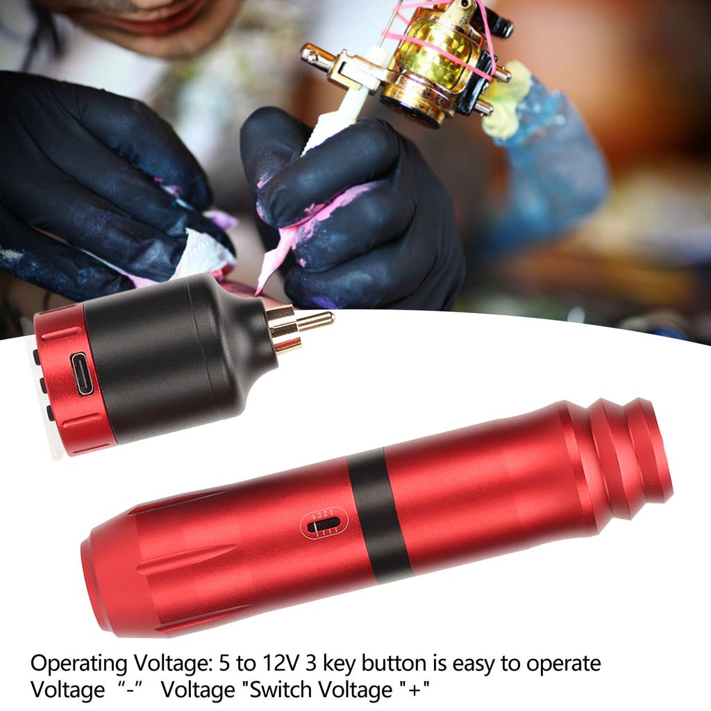 Tattoo Pen Machine Kit with 1300mAh Power Supply Clip Cord Connector Wireless Tattoo Pen Kit