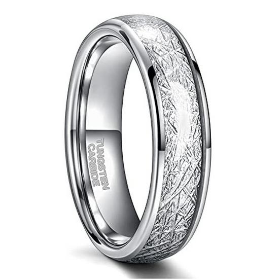 

European-American Meteorite Tungsten Gold Men s Ring - Wide Bands in 4, 6, 8mm US Size 7