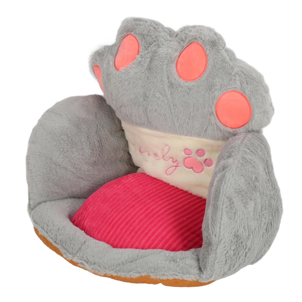 Cute Cat Paw Cushion Half Surrounded Office Chair Pillow Floor Cushion Pad for Bedroom Living Room Cafe Dorm Decor Grey