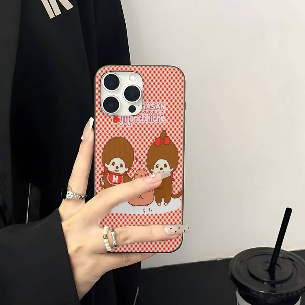 

Cute M-Monchhichis-a For IPhone 15 16 17 14 13 12 11 Pro Max 16E 16 Plus 17 Air Corrugated Shockproof Phone Cover iPhone 17pro max