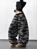 2025 Winter Damen Weitbeinige Camouflage Plüsch Kordelzug Hose