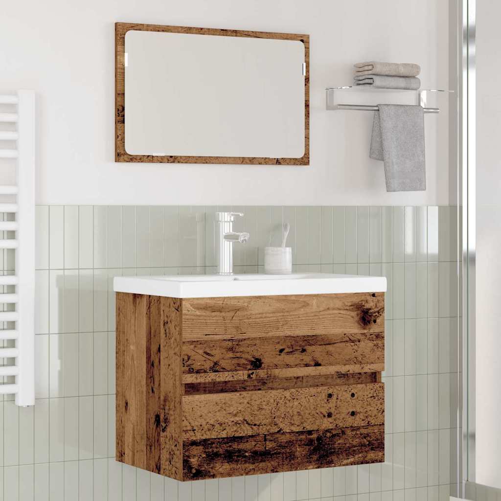 Bathroom Furniture Set with Drawers 3 pcs Reclaimed Wood Effect Particleboard