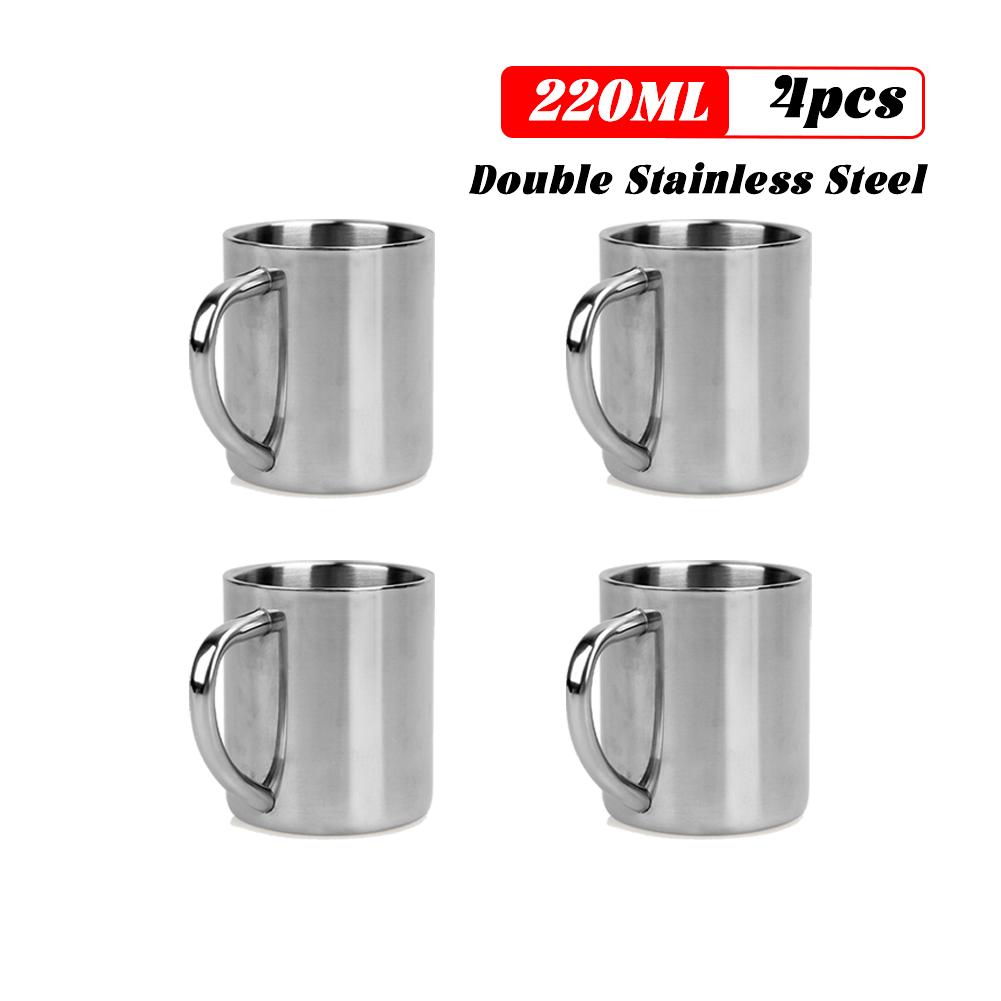 220ML Stailess Steel Mug Coffee Cup Camping Mug Metal Coffee Tea Cup Mug Portable Milk Tea Cup Tumbler Water Mug Drinking Cup