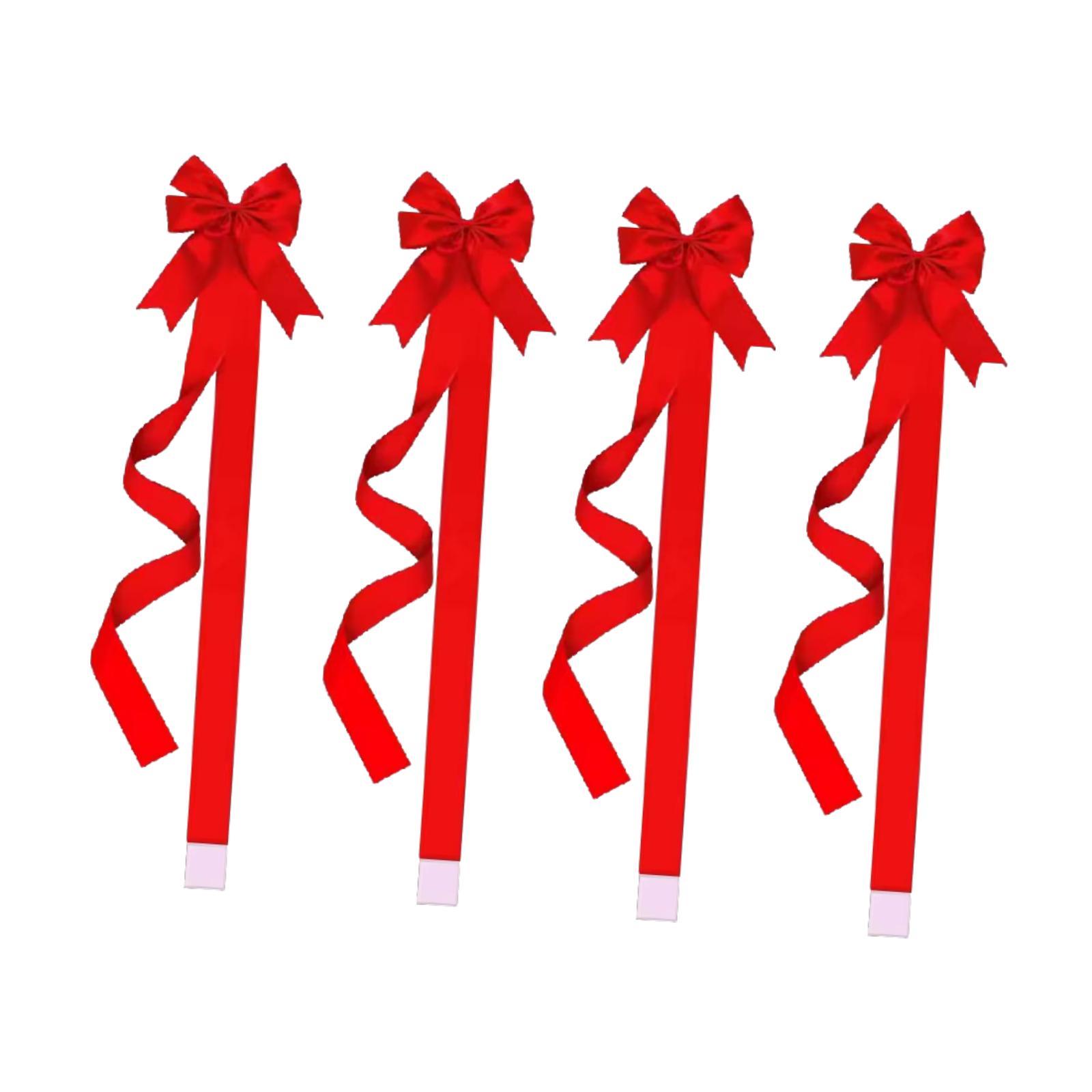 

Large Red Christmas Bows Polyester Ribbon Ready-made Door Decoration for Holiday Party and Festive Home Interior красный