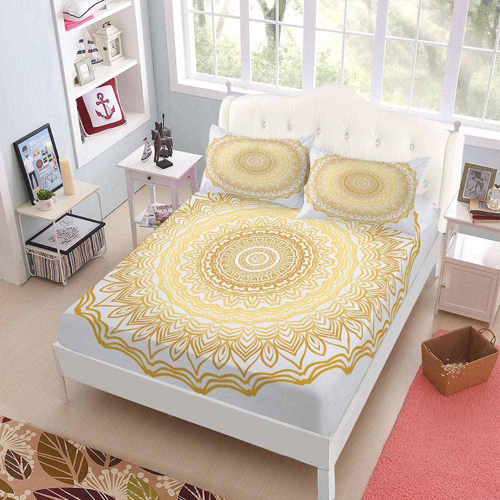 Ethnic Bohemian Fitted Sheet Set King Queen Double Full Size Bed Linen Set 25cm Deep