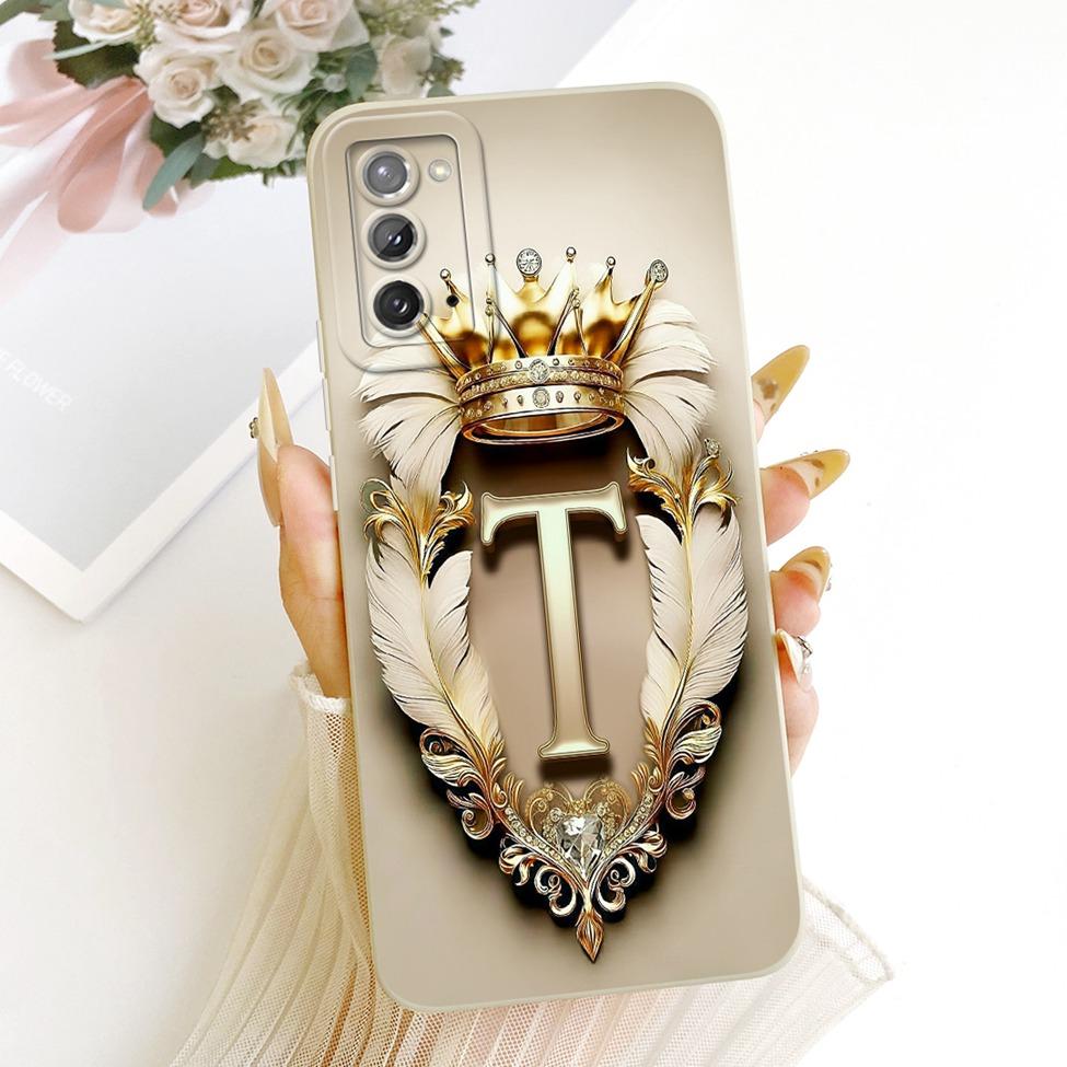 For Samsung Galaxy Note20 5G SM-N981B Case For Samsung Note20 5G Cover Luxury A-Z Letters Cool Crown 2D Painted Silicone Casing