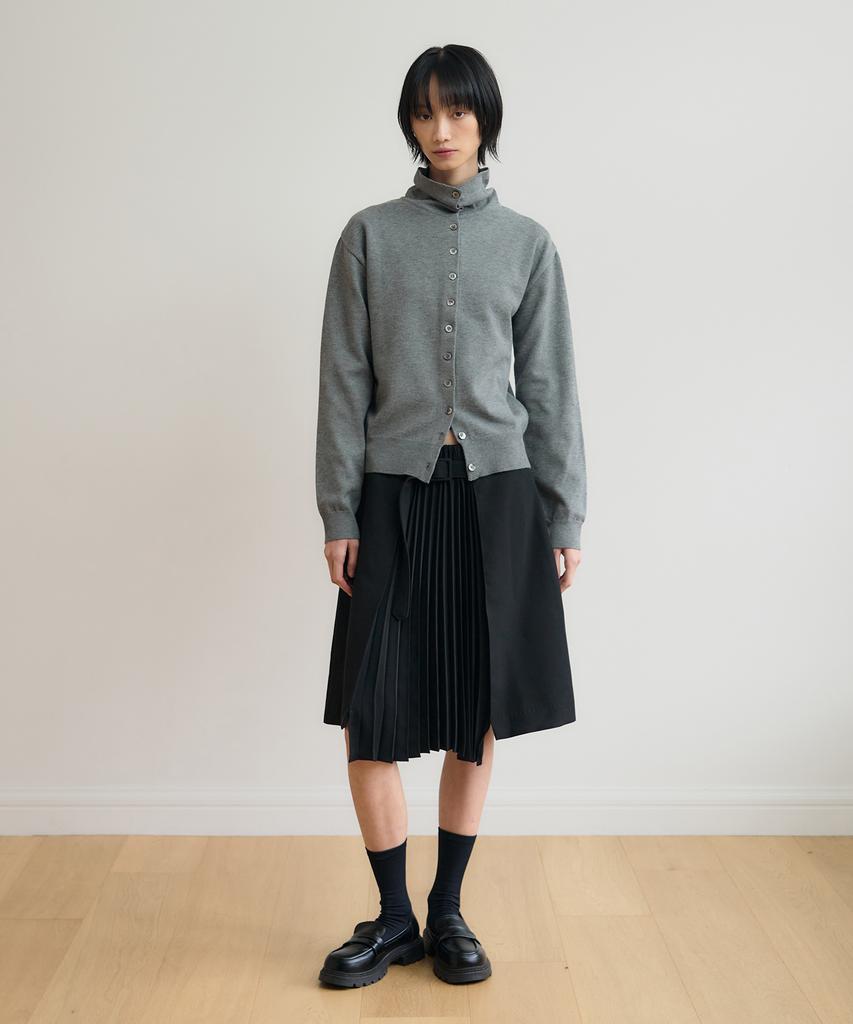 SIS A Belted Pleated Midi Skirt [Black]
