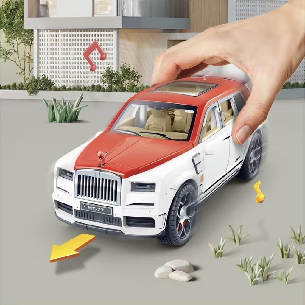 Maßstab 1/20 HT-77 SUV Legierungsmodell mit Geräusch und Leichtgewicht Kinder-Trägheitsauto Spielzeug Beleuchtung Musik Limousine Manuell zu öffnende Türen Modell Geschenk