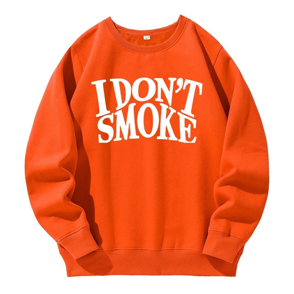 I Don't Smoke Potisk Mikina Unisex Fleece s kapucí Pohodlné Teplé Mikina Street Sport Móda Basic All Match Daily Mikiny