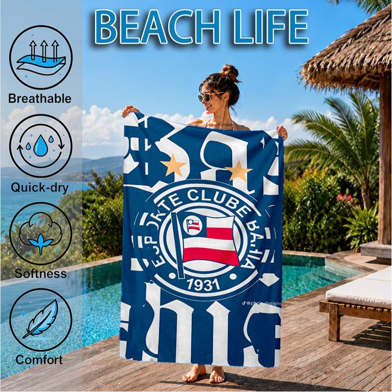 Fc Crest Design Printed Microfiber Beach Towel, Soft And Absorbent, Quick-Dry, Ideal for Summer Travel, Beach Essential, Swimming Pool