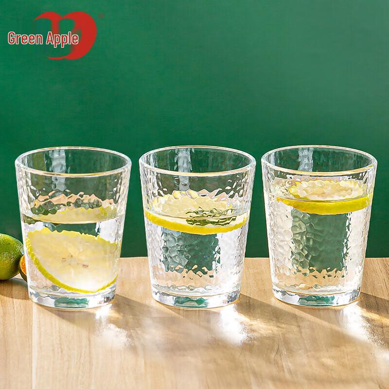 Green Apple Hammered Glass Tumbler Set, 3-Pack