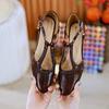 French retro leather bag head sandals women's 2025 new summer soft leather pointed cross belt hollow single shoes small leather shoes
