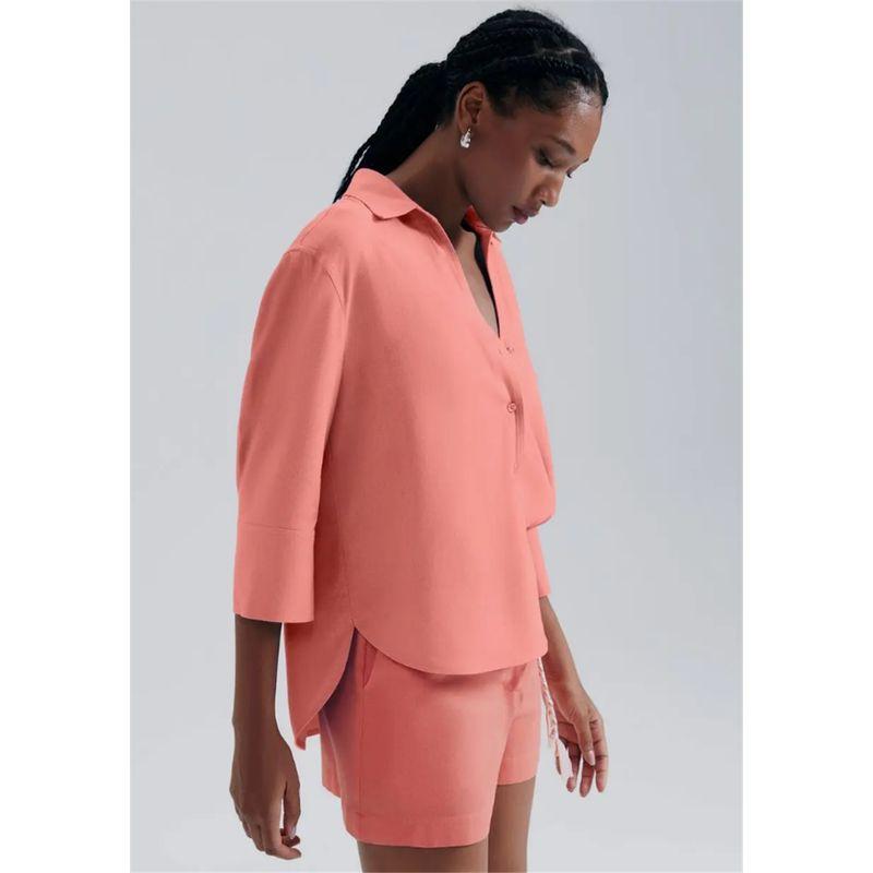 Foreign Trade Surplus Orders Tail Goods Official Website Spring and Summer New Linen Blend Loose Casual Women 3/4 Sleeve Shirts Simple