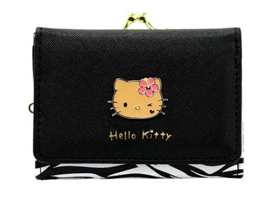 Aldi Tri-fold Wallet with Clasp, Animal and Hello Kitty Design, Black, HK79-2BK