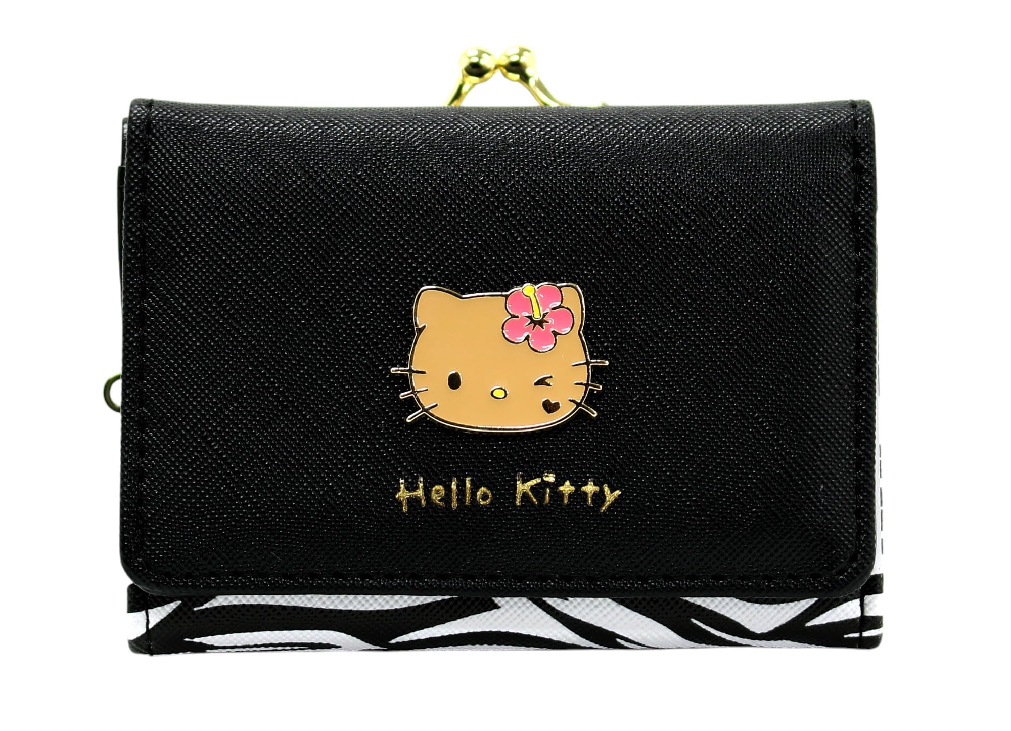 

wallet with animal Hello black [Aldi] Tri-fold clasp, motif, Kitty, HK79-2, чорний